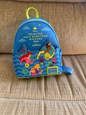 Disney Loungefly Blue Disney Princess Half Marathon Weekend 2024 Mini Backpack